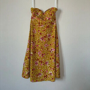 Lulu’s Ava Floral Mustard Dress Small